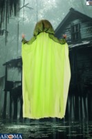 AROMA 4.3Ft Décoration de citrouille lumineuse suspendue avec capuche verte fluo, décor de citrouille LED effrayant pour Halloween, décoration intérieure et extérieure