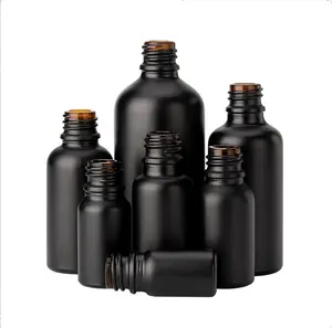 カスタマイズ可能な化粧品ブラックフロストドロッパーエッセンシャルオイルボトル5ml10ml15ml20ml30ml50ml100mlセラムガラスボトル