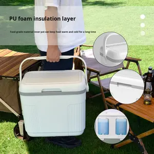 22L çevre dostu yeşil açık çift kullanımlı sıcak ve soğuk yalıtımlı kutu taşınabilir araba gezi buz kovası soğutucu toptan - Product Image 3