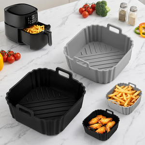 OEM ODM Molde de silicona reutilizable de grado alimenticio para hornear, cesta rectangular de silicona para freidora de aire, revestimientos de silicona para freidora de aire - Product Image 5