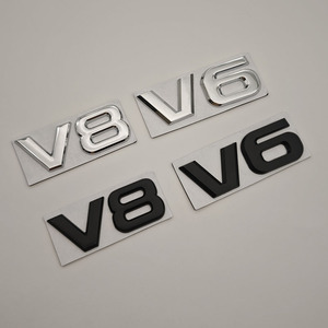Autocollant de voiture auto-adhésif en métal chromé noir 3D avec logo V6 V8, badge de cylindrée du moteur, pour Toyota V6 V8, accessoires automobiles - Product Image 1