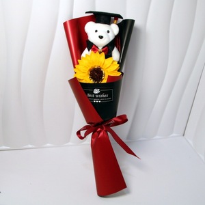 Temporada de Graduación, Ramo de Jabones con Forma de Oso Doctoral y Girasol, Actividad Artesanal para Jardín de Niños, Regalo Creativo para el Día del Maestro y el Día Nacional - Product Image 4