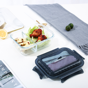 Boîte à bento en verre à 3 compartiments avec couverts, couvercle bleu profond, système de ventilation breveté, étanche, en verre borosilicate, pour la préparation des repas, compatible four - Product Image 6