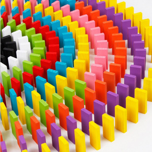 Domino in Legno Montessori per Bambini, 100 Pezzi Colorati, <span class=keywords><strong>Giochi</strong></span> Educativi Precoci, Blocchi da Costruzione per Bambini e Bambine - Product Image 1