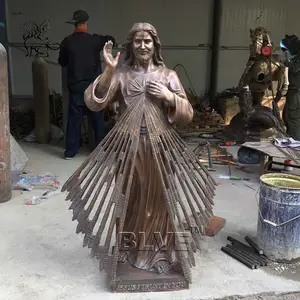 Католическая христианская религиозная уличная церковная литая латунная металлическая статуя Христа, бронзовая скульптура Иисуса, в натуральную величину