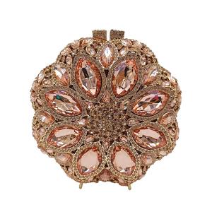 Pochette ronde pour femme avec strass floraux, sac de soirée en cristal, sac à main scintillant pour bal de promo et mariage - Product Image 3