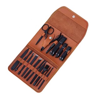 Deko — coupe-ongles professionnel, pour <span class=keywords><strong>manucure</strong></span> <span class=keywords><strong>et</strong></span> <span class=keywords><strong>pédicure</strong></span>, en acier inoxydable, ensemble cadeau avec étui en cuir, 16 pièces - Product Image 1
