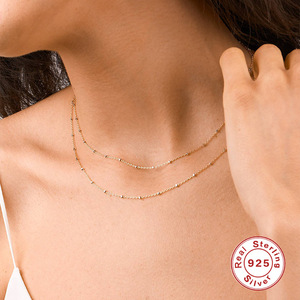 Collier superposé pour femme en argent pur S925 avec chaîne à perles, élégant, polyvalent et simple, accessoire de mode pour clavicule - Product Image 5