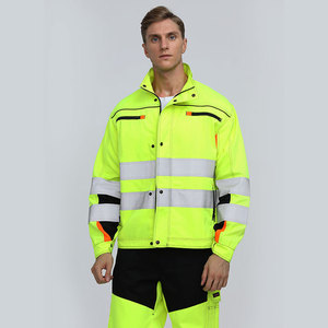 Nuovo Design personalizzato abbigliamento ad <span class=keywords><strong>alta</strong></span> <span class=keywords><strong>visibilità</strong></span> lampeggiante riflettente abbigliamento protettivo minerario resistente al fuoco giacca di sicurezza - Product Image 2