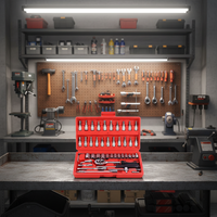 Jeu de clés combinées professionnelles pour réparation automobile en acier au chrome-vanadium, à commande manuelle, avec étui rigide