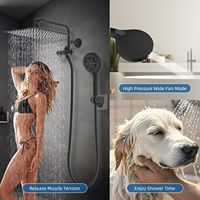 Système de douche pluie en acier inoxydable de 10 pouces, ensemble de douche mural monotrou avec cartouche en céramique et douchette à main