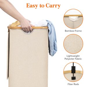 Cesto per biancheria sporca pieghevole grande da 100 litri, in poliestere, con borsa rimovibile e manici in plastica - Product Image 6