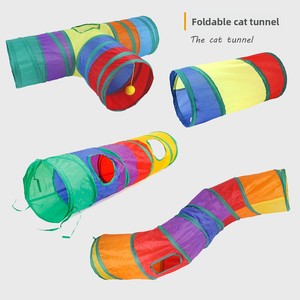 <span class=keywords><strong>Tunnel</strong></span> pour chat en forme de S, arc-en-ciel, vente en gros, amusant, interactif, écologique, pliable, en polyester, jouet pour chat pour une utilisation en intérieur/extérieur - Product Image 2