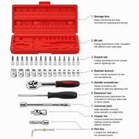 Jeu de clés à cliquet de 46 pièces, kit d'outils à main à dégagement rapide pour l'automobile et la maison