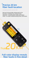 Mini OTDR OFW de 20KM y 1550nm, Reflectómetro de Fibra Óptica con VFL Integrado de 10mW y OPM para Pruebas de Redes 5G FTTH FTTx