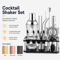Ensemble de barman de luxe de 17 pièces avec shaker à cocktail, cadre en acrylique de l'usine de création, bocal en verre Mason de 400 ml, logo personnalisé, recette