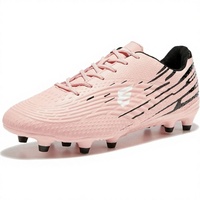 Chaussures de football et de rugby pour hommes, légères, pour terrain ferme, dessus en PU rose