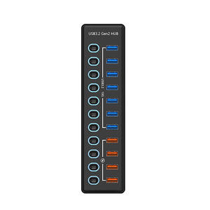 Hub USB 3.2 Gen2 multi-ports avec 4 ports de charge rapide, alimentation 48W, répartiteur de données, adaptateur d'extension USB pour ordinateur de bureau et portable - Product Image 1
