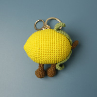 Porte-clés créatif en peluche tissé à la main, personnalisé, motif citron, Toyslabubuer, pendentif animal avec design citron