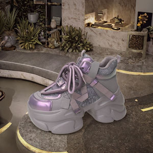 Dropshipping, logo personnalisé, chaussures de sport décontractées pour femmes, paillettes violettes, hiver, plateforme antidérapante, talons compensés, chaussures de créateur pour - Product Image 3