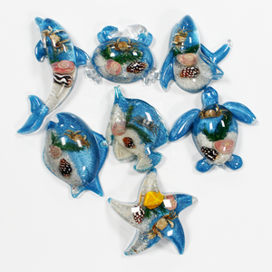 Venta caliente imán de nevera decoración de conchas marinas espécimen cangrejo estrella de mar playa recuerdo resina modelo decoración del hogar sensación de mar - Product Image 1