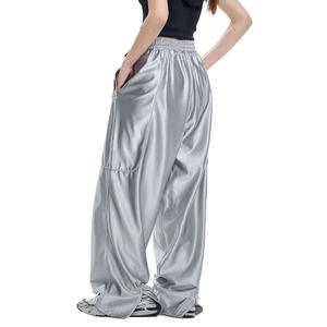 Nouveau style pantalon large anti-satin personnalisé, décontracté et tendance, avec fente zippée, taille élastique, pantalon baggy pour homme - Product Image 2