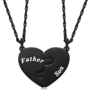 Collana con Ciondolo a Cuore per Madre e Figlio in Acciaio Inossidabile Nero, Set da 2 Pezzi, Collana con Ciondolo Puzzle per Padre e Figlia - Product Image 3