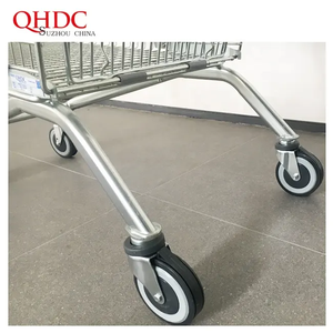 Chariot de courses de supermarché pliable en zinc, avec roulettes en PU de <span class=keywords><strong>4</strong></span> pouces, argenté, durable et <span class=keywords><strong>antirouille</strong></span>, pour magasin de proximité - Product Image 5