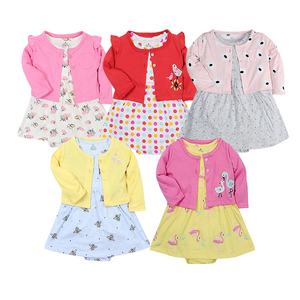 Yaz bebek moda <span class=keywords><strong>2</strong></span> paket uzun kollu baskı romper toptan bebek kız elbise - Product Image 1