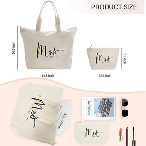 Sac cabas en <span class=keywords><strong>toile</strong></span> personnalisé blanc sérigraphié faveur de fête de <span class=keywords><strong>mariage</strong></span> mme mariée avec noms - Product Image 5
