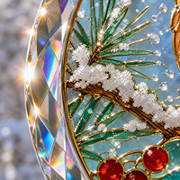 Ornement décoratif en verre cristal, pendentif artistique floral colibri et tournesol, pour cadeau de fête, décoration de table et d'étagère à la maison