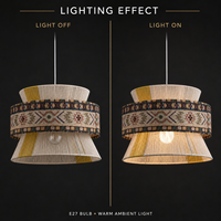 Lustre LED créatif en tissu imprimé de style ethnique bohème d'Asie du Sud-Est, avec abat-jour orange-rouge et bleu, idéal pour mariages, maisons et maisons d'hôtes