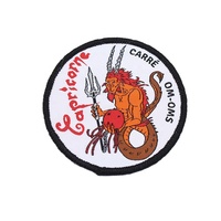 Écussons tissés thermocollants en gros pour vêtements, badge scolaire personnalisé, écusson circulaire à bordure festonnée pour uniforme scolaire, Chine