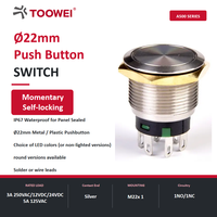 Interrupteur à bouton-poussoir momentané autobloquant en acier inoxydable TOOWEI 5A 125VAC