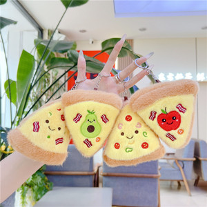 Mini sang trọng mô phỏng thực phẩm hình trái cây bơ Apple Pizza Keychains Dễ thương plushie peluches thực phẩm thực tế sang trọng Keychain quyến rũ - Product Image 2