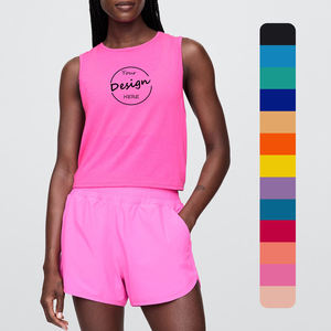 Venta caliente camiseta sin mangas atlética para mujer personalizada 95% poliéster 5% Spandex Jersey secado rápido suelta gimnasio ropa deportiva chaleco recortado - Product Image 1