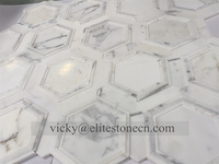 Vietnam haute qualité blanc piquet Style marbre naturel petit hexagone allongé pierre mosaïque carrelage pour mur et sol