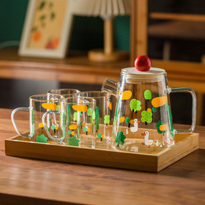 Cute Duck Design Cold Water Kettle Heatproof Borosilicate Glass Tea Pot and Cups Glass Water Pitcher with Lid - Product Image 2