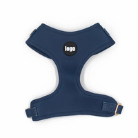 Harnais pour chien bleu marine foncé réglable avec quincaillerie dorée - Ensemble de harnais pour animaux de compagnie en maille personnalisable avec impression OEM