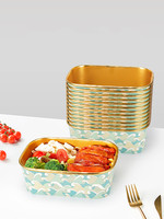 Aliments emballés jetables de haute qualité emballage en aluminium doré bol à salade salade récipient rond rectangulaire bol en papier