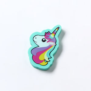 Gomme en caoutchouc d'impression de transfert de chaleur personnalisée 2D Cartoon mignon <span class=keywords><strong>licorne</strong></span> enfants crayon gomme Topper - Product Image 4