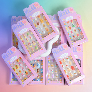24 <span class=keywords><strong>faux</strong></span> ongles pour enfants, motifs de dessins animés, adorables, pour filles, patchs d'ongles artificiels en acrylique, à presser, style <span class=keywords><strong>Kawaii</strong></span> - Product Image 6