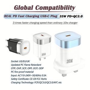 Global Compatibility GaN Type-<b>C</b> <b>Adapter</b> Charger 35w PD Charger US EU UK Wall <b>Plug</b> Universal 27W <b>USB</b> <b>Adapters</b> for Phone 16 15 14 - Product Image 2