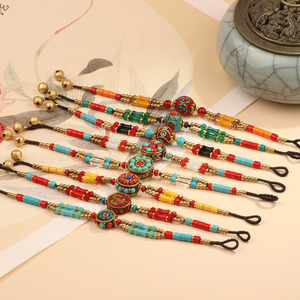 <span class=keywords><strong>Bracciale</strong></span> Etnico Tibetano Nepalese <span class=keywords><strong>con</strong></span> Ciondoli in Rame Direttamente dalla Fabbrica Braccialetto Vintage Fatto a Mano <span class=keywords><strong>con</strong></span> Perline Geometriche e Campanellino - Product Image 2