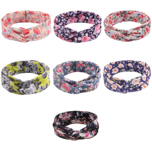 عصابة رأس نسائية مطبوعة بالزهور على الطراز الأوروبي والأمريكي، عصابة رأس مطاطية معقودة للنساء - Product Image 3