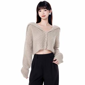 2026 Blank <strong>Navy</strong> Collar <strong>Cardigan</strong> Coat Knitwear Crochet Knitted Outfit Plain Short Sweaters Buttons Fluffy Cropped <strong>Cardigans</strong> Women - Product Image 1