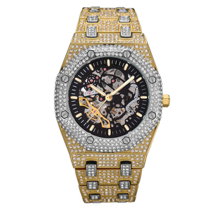 <span class=keywords><strong>Montre</strong></span>-bracelet automatique mécanique bluetooth pour femmes, Hip-hop, <span class=keywords><strong>luxe</strong></span>, deux tons, diamants plein, commande OEM - Product Image 1