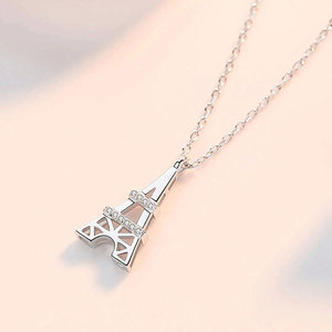 Collana con ciondolo ispirato al Mini Tower, romantica e scintillante, catena per clavicola da donna - Product Image 3