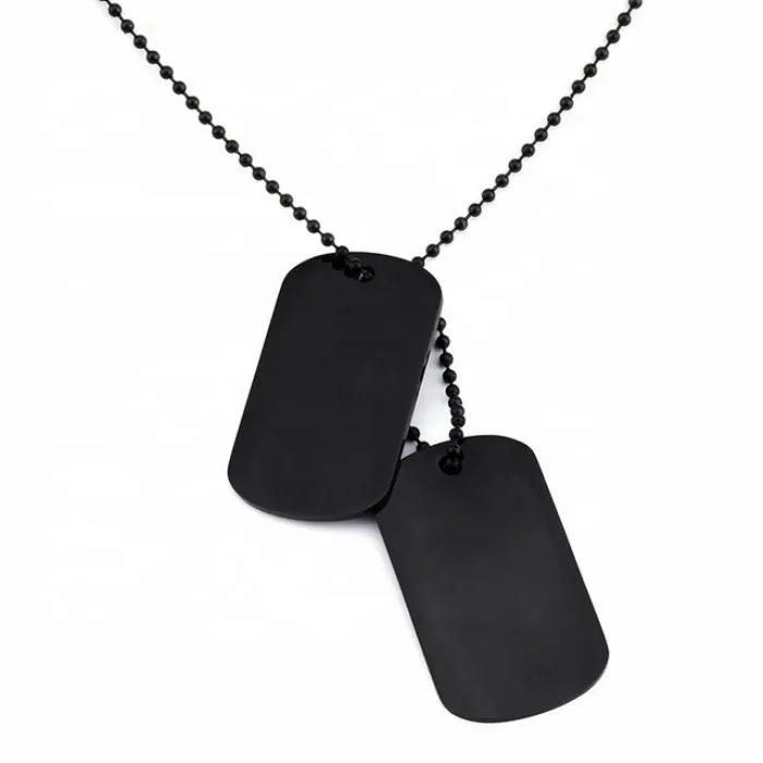 Kalung Tag Anjing Stainless Steel Pria, Kalung Berlapis Perak/Emas/Hitam Mode Kutek Tinggi Laser Gratis Ukiran, Kalung Tentara untuk Pria