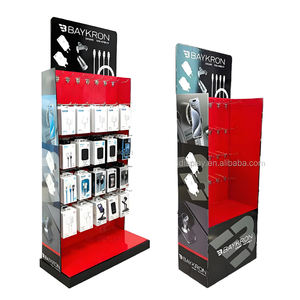 Коммерческая индивидуальная акция для поп-напольных картонных стеллажей с зарядным устройством и крюком для дисплея для аксессуаров для мобильных телефонов - Product Image 1